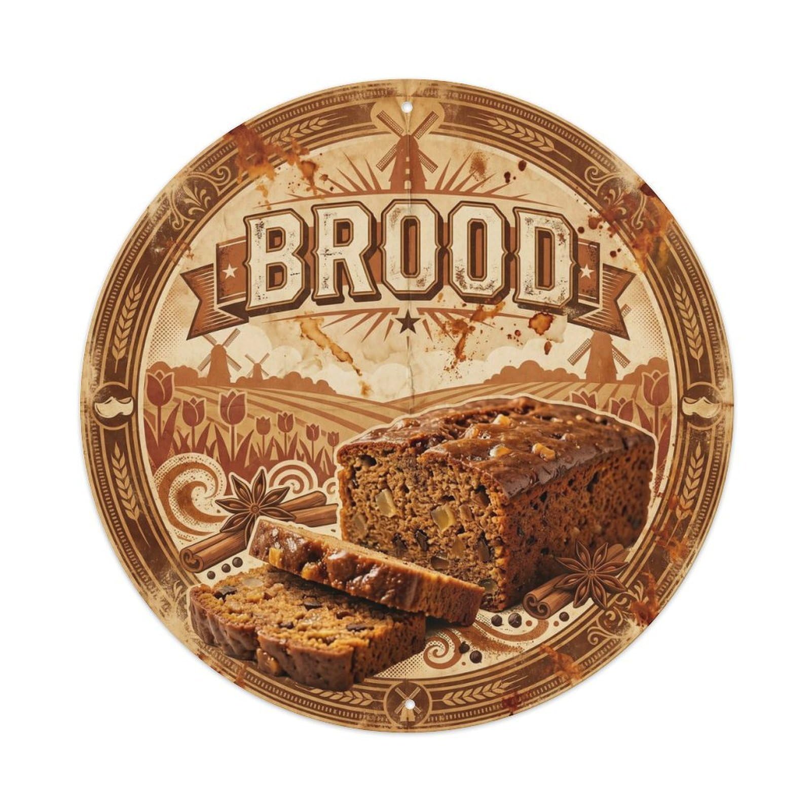 European Bread Sourdough Rustic Bakery Retro Diner Metal Tin Sign