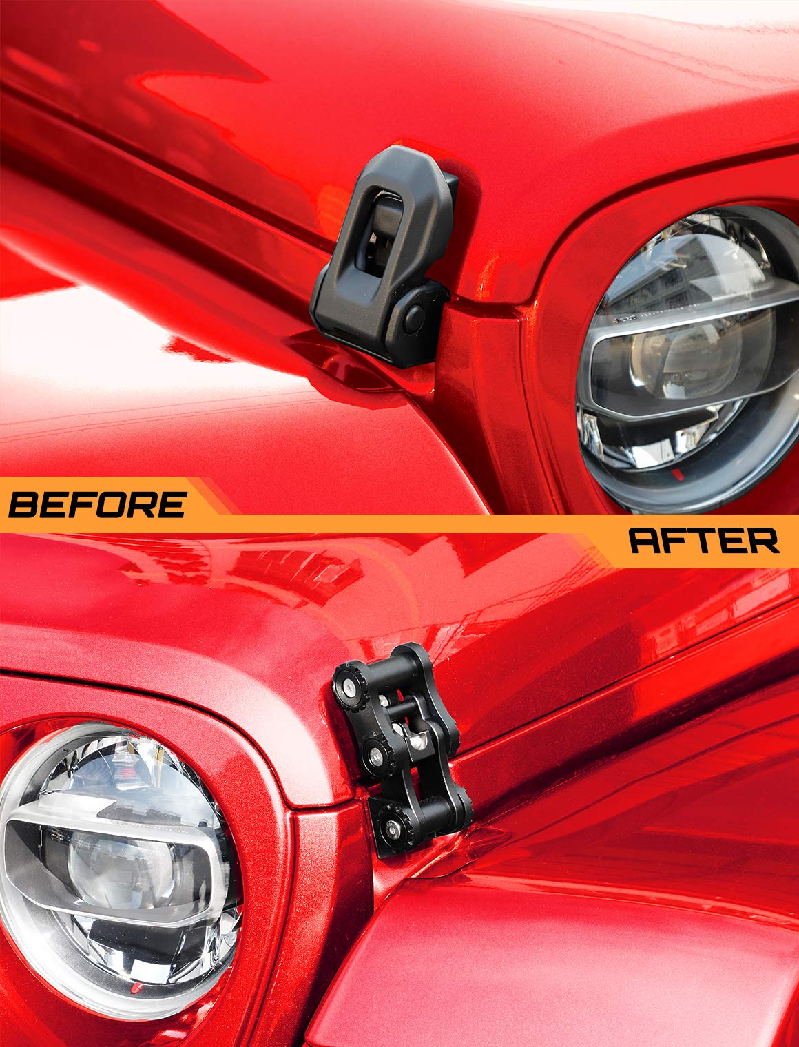 Paire De Loquets De Capot Pour Jeep Wrangler JK JL (2007-2023) Et Gladiator JT - Acier Inox, ABS - Sans Perçage
