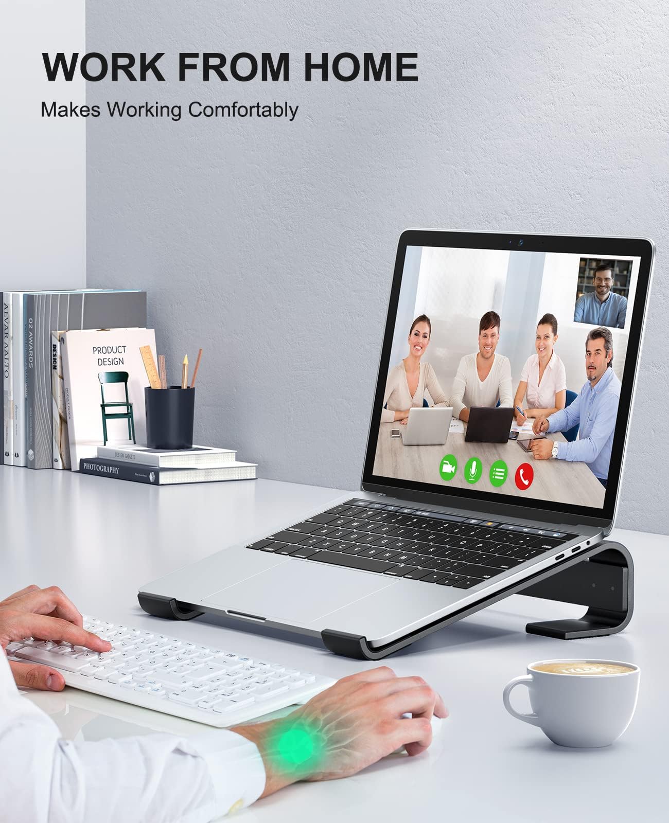 Laptop Stand for Desk, MacBook Stand SOQOOL Sturdy Laptop Riser, Ventilated Ergonomic Aluminum Laptop Holder Compatible with 12 13 15.6 17 Inch MacBook Pro Air/HP/Dell, Work Cooling Computer Stand — Amazon image 8