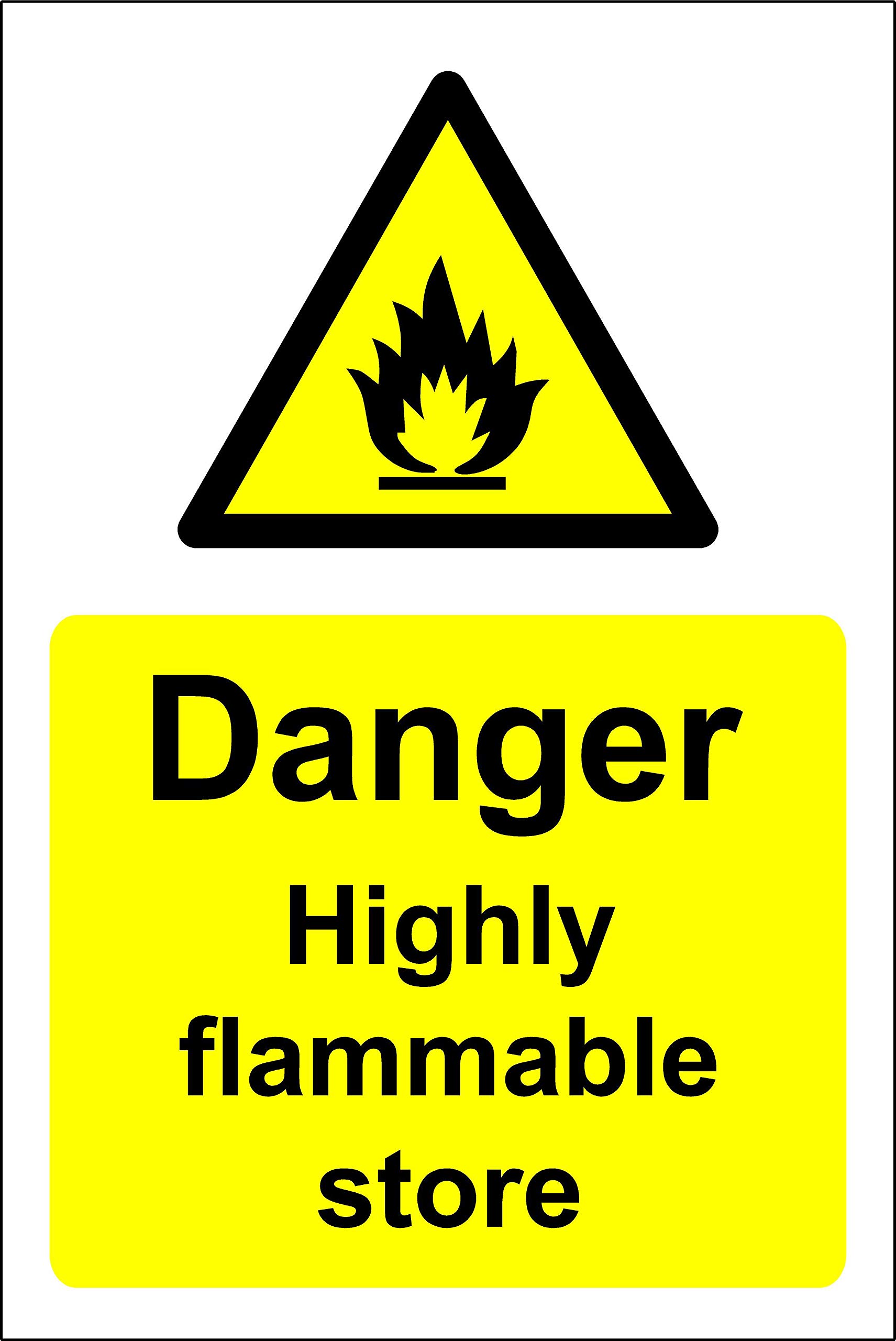 Kpcm Display Ltd Highly Flammable Store Chemical Safety Sign - 1.2Mm Rigid Plastic 200Mm X 150Mm