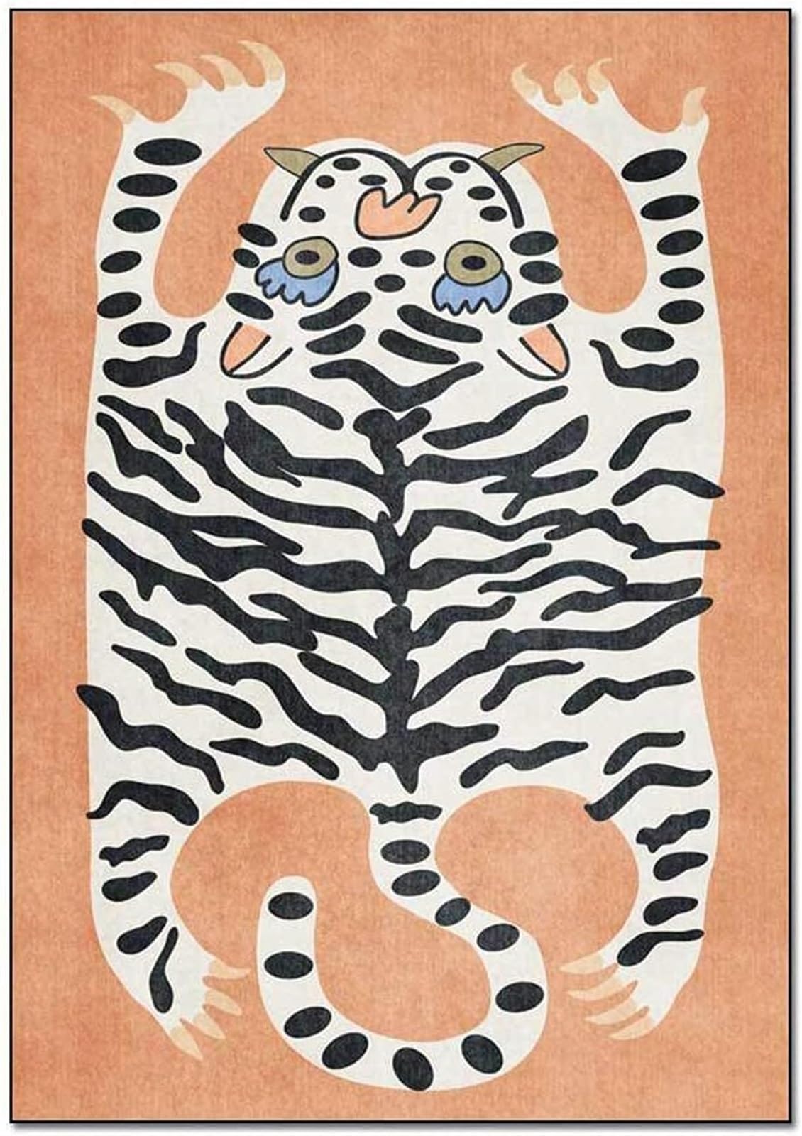 Fußmatte Fußabtreter Weicher Bodenteppich Mit Tigermuster, rutschfest, Gemütlich, Rechteckig, Teppich Für Schlafzimmer, Heimdekoration Teppich für Eingang(Orange,120x160cm(47x63))