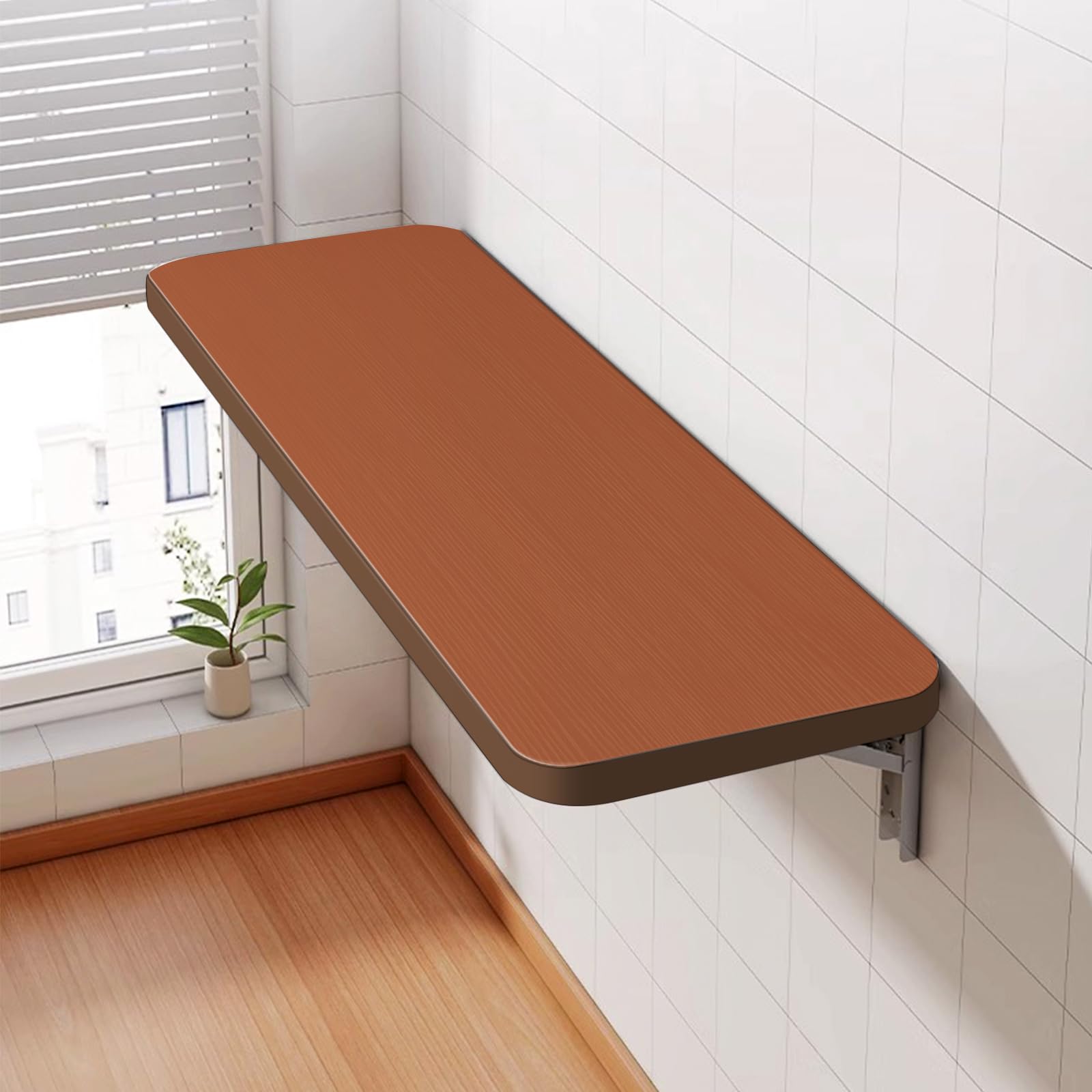 Tavolo Pieghevole a Parete,Scrivanie, Tavolo Pieghevole a Muro,Tavolo per Computer,Tavolo da Cucina,scrivania per Computer Pieghevole in Legno massello,Multifunzionale (Colore teak-60*30*1.6cm)