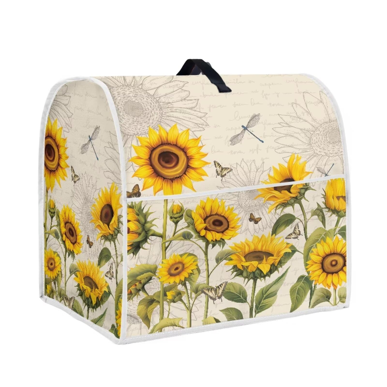 chaqlin Sunflower Dragonfly Stand Mixer Covers Compatible with 4.5-5 Quarts,Sunflower Kitchen Mixer Covers Washable Dust Protective Toaster Blender Cover for Kitchen Small Appliance,Keep Clean