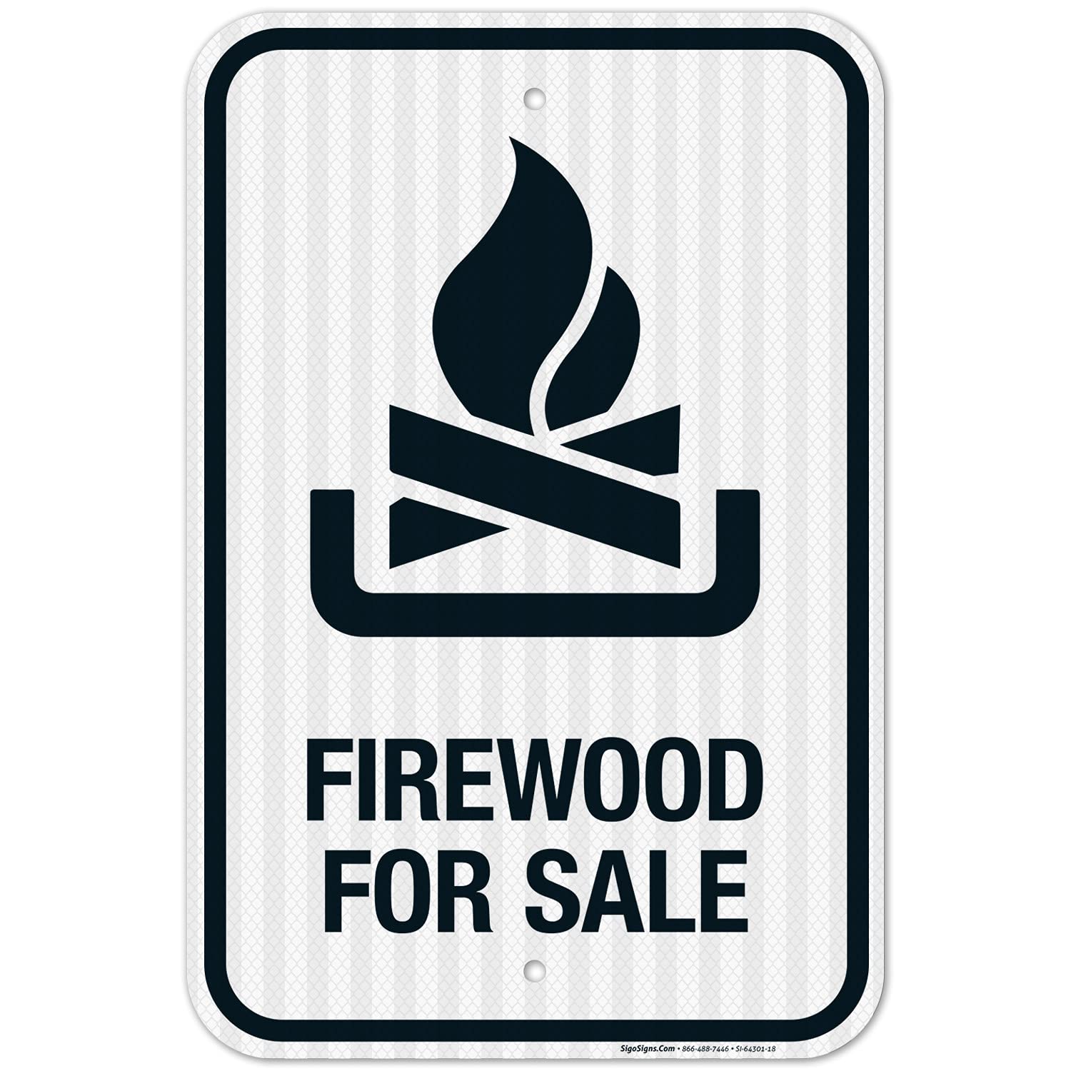 Firewood for Sale with Graphic Sign, 12x18 Inches, 3M EGP Reflective .063 Aluminum, Fade Resistant, Made in USA