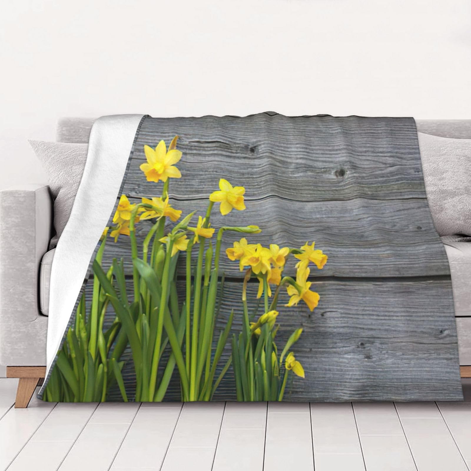 Couverture flanelle bouquet de jonquilles douceur et bien-être