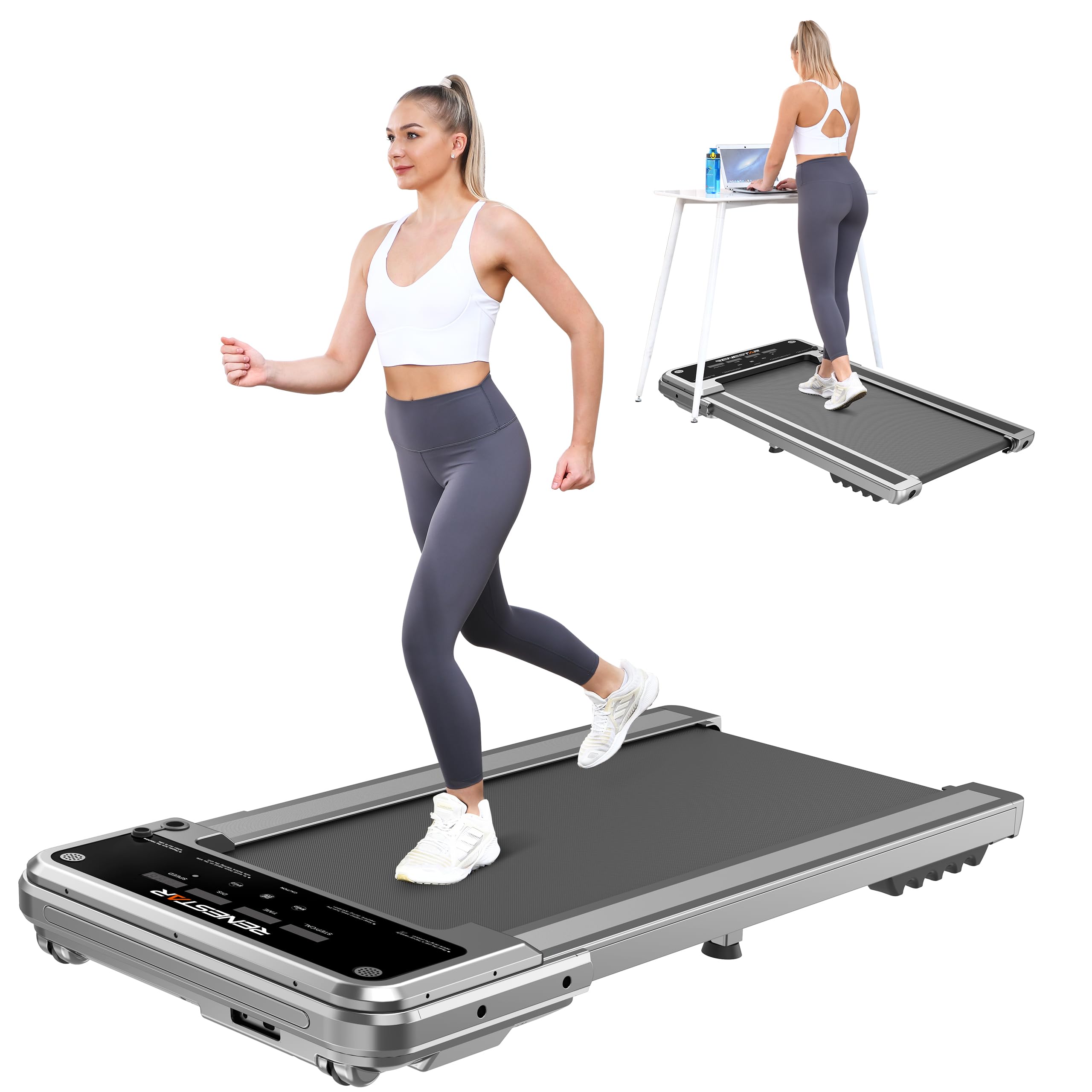RENESTAR Walking Pad Treadmills for Home/Office, Under Desk Treadmill