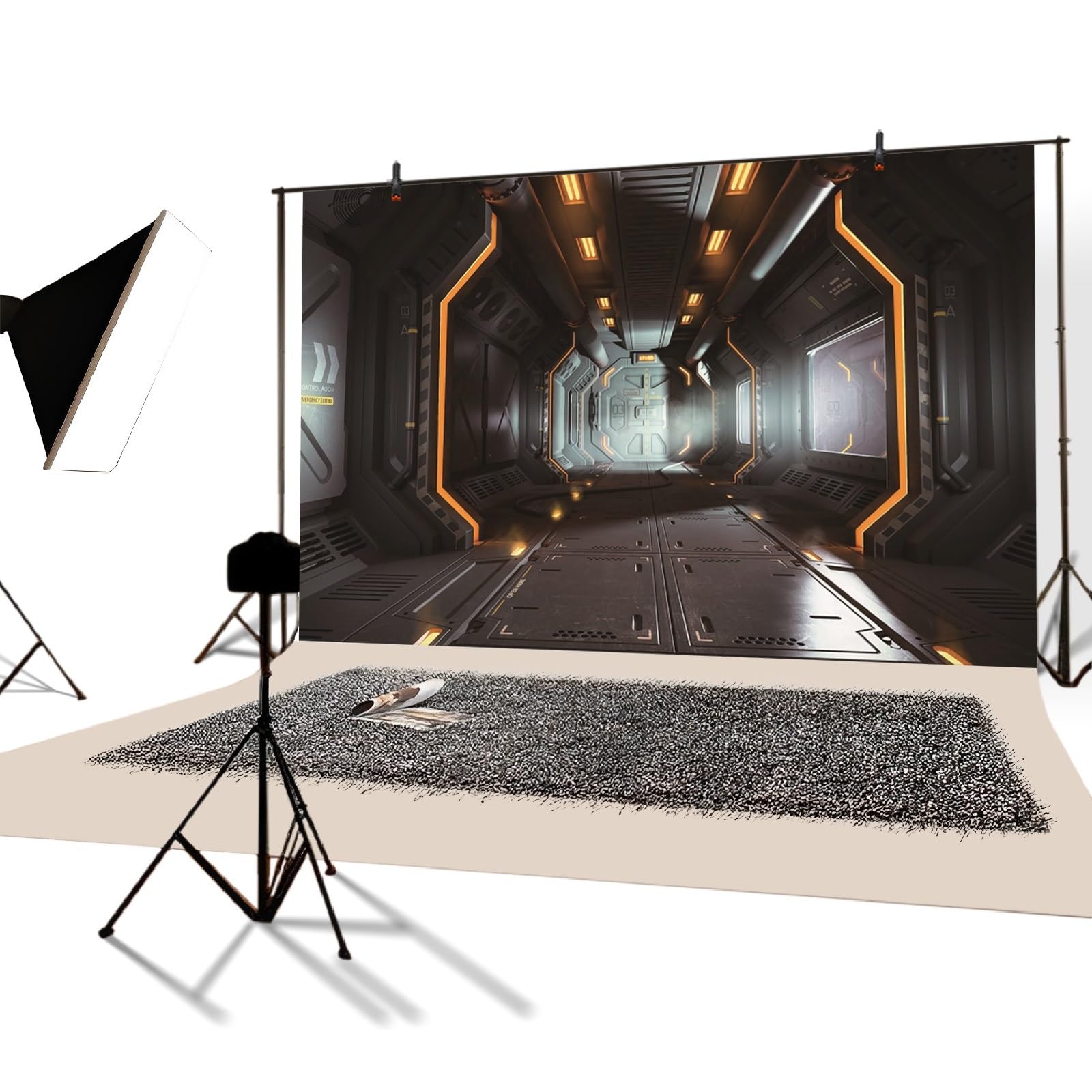 YongFoto 2,2x1,5m Vinilo Fondo de Fotografia Astronave Interior Grunge con Vista en Exoplanet Telón de Fondo Photo Booth Infantil Party Banner Niños Photo Studio Props — view 68
