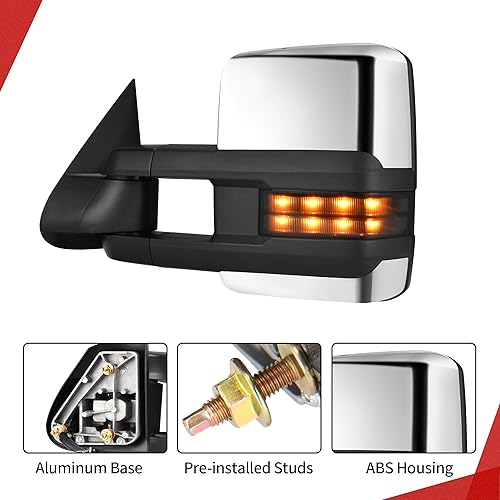 Miniatura 6 de YITAMOTOR Espejos de remolque compatibles con Chevy Silverado Sierra 1500 2500, 2001, 2002, Chevy Silverado Sierra 1500 2500, 2001-2002 GMC Yukon