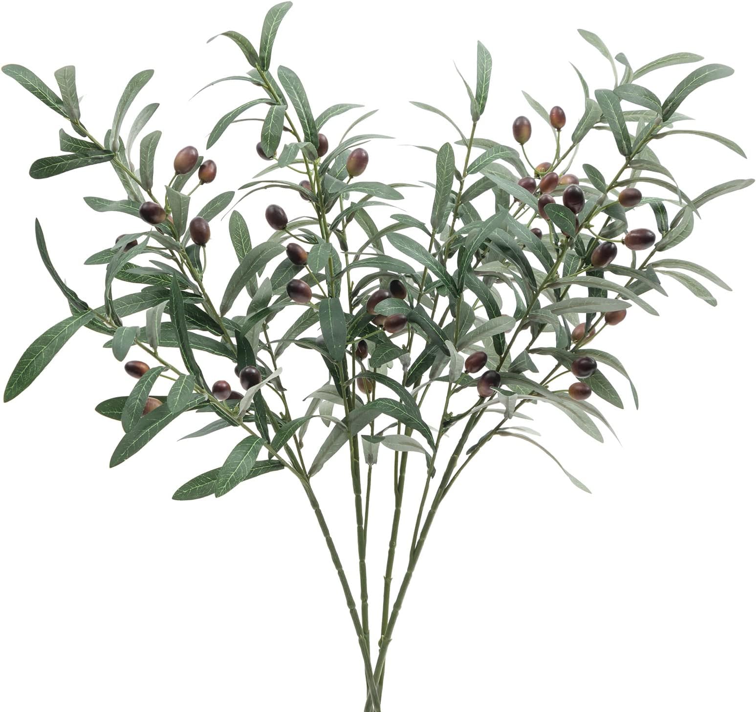 SHACOS 4 PCS 28 inch Artificial Olive Branches Greenery Stems for Vases Olive Stems with Olives Faux Olive Tree Branch for Home Wedding Shop Office Garden Decor DIY Floral Crafts