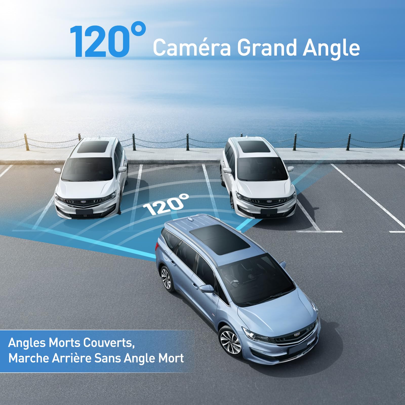 5" Caméra de Recul sans Fil Solaire, 2 Mins Installation Facile | Caméra de Recul Kit IR Vision Nocturne, IP66 Imperméable, Signal Numérique Stable, pour Fourgon/Camion Car/RV/SUV/Remorque