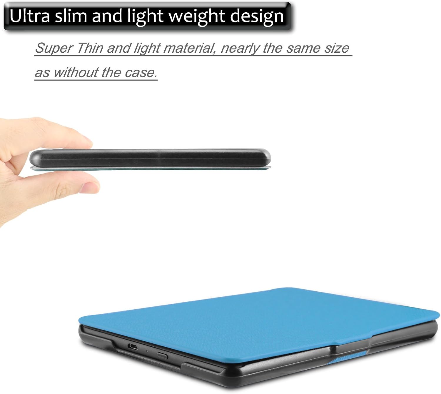 Infiland Case for New Kindle E-Reader, Premium Smart Slim Shell Case Cover for Amazon New Kindle E-Reader 6" Display 2016 Release 8th Generation (with Auto Wake/Sleep), Blue