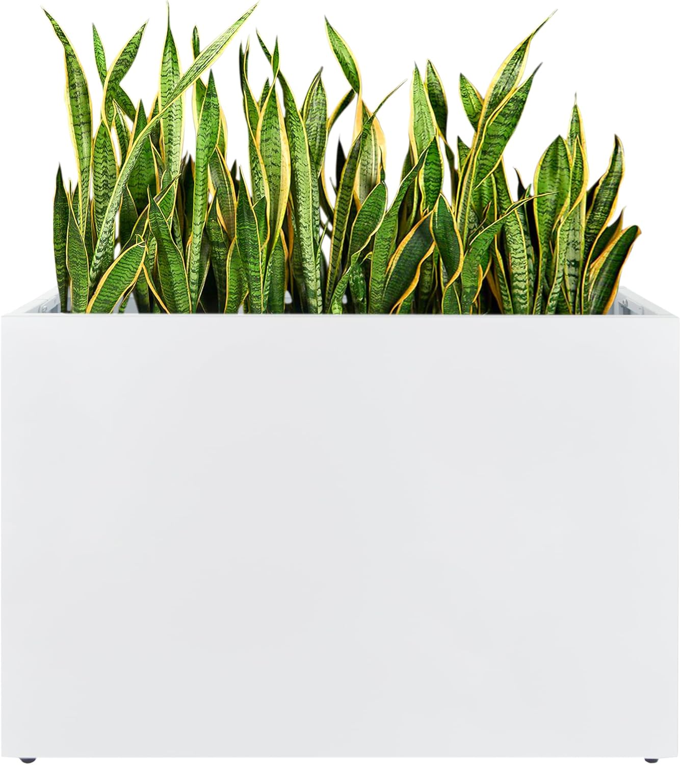 Galvanized Steel Rectangular Planter, 16"x 12"x 12" Small Planters for Outdoor Plants, Black Outdoor Planter with Drainage Holes