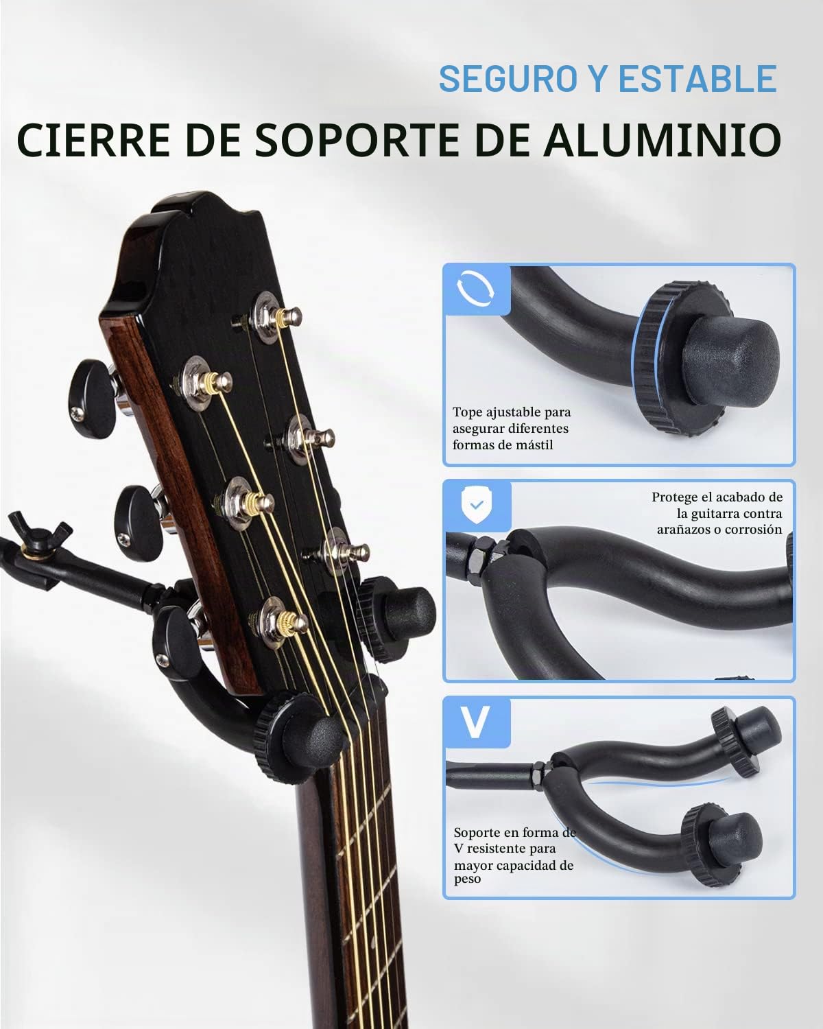 STRICH SMH-08A - Perchas de montaje en pared para múltiples guitarras, 80.5 pulgadas de ancho con capacidad para 8 guitarras, soporte de aluminio fuerte para guitarras, soporte para bajo, juego de