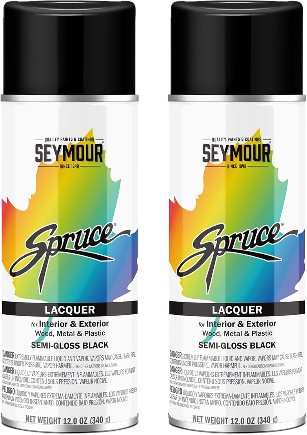 98-38 Seymour Spruce Lacquer Spray Paint, Semi-Gloss Black net 12 oz. (Pack of 2)
