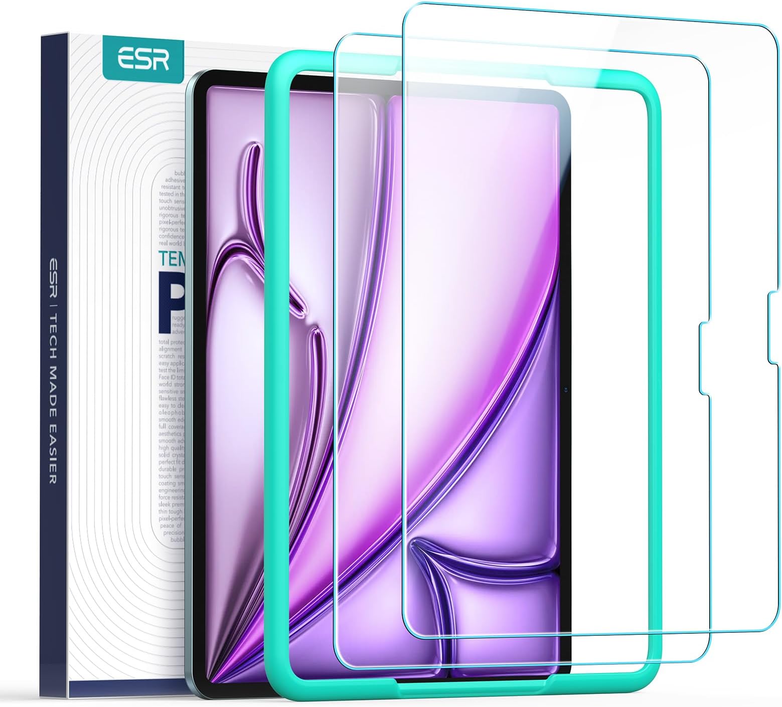 2 Pack Screen Protector for iPad Air 13 Inch M4/M3/M2 2026/2025/2024 (8th/7th/6th Generation), 9H Tempered Glass with Alignment Frame, Anti-Scratch, Bubble Free, HD Clarity, Apple Pencil Support | 2025/2024, Ultra-Hard, Tempered Glass Film, Guard, with Alignment Frame, Anti-Scratch