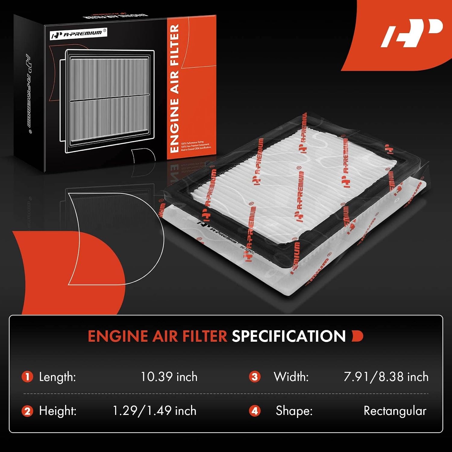 A-Premium Front Engine Air Filter Compatible with Chevrolet Equinox & GMC Terrain, 2018 2019 2020 2021 2022, Flexible Panel, Replace# 23279657