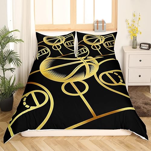 Miniatura 9 de Erosebridal Juego de ropa de cama de tenis para niños, funda de edredón con temática de juegos deportivos para adolescentes, tamaño individual,