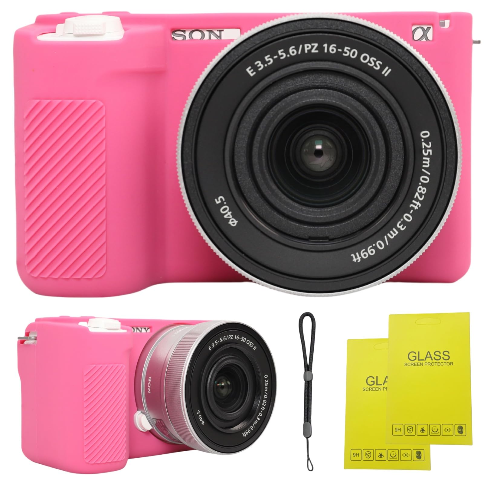 SZHSYJY Camera Case for Sony ZV-E10 II/ZV-E10M2 Digital Camera,ZV-E10 II Soft Silicone Protective Bag,Anti-Scratch Slim Fit Soft Sleeve with ZV-E10 II Screen Protector and Strap Wrist. (Peach Red)