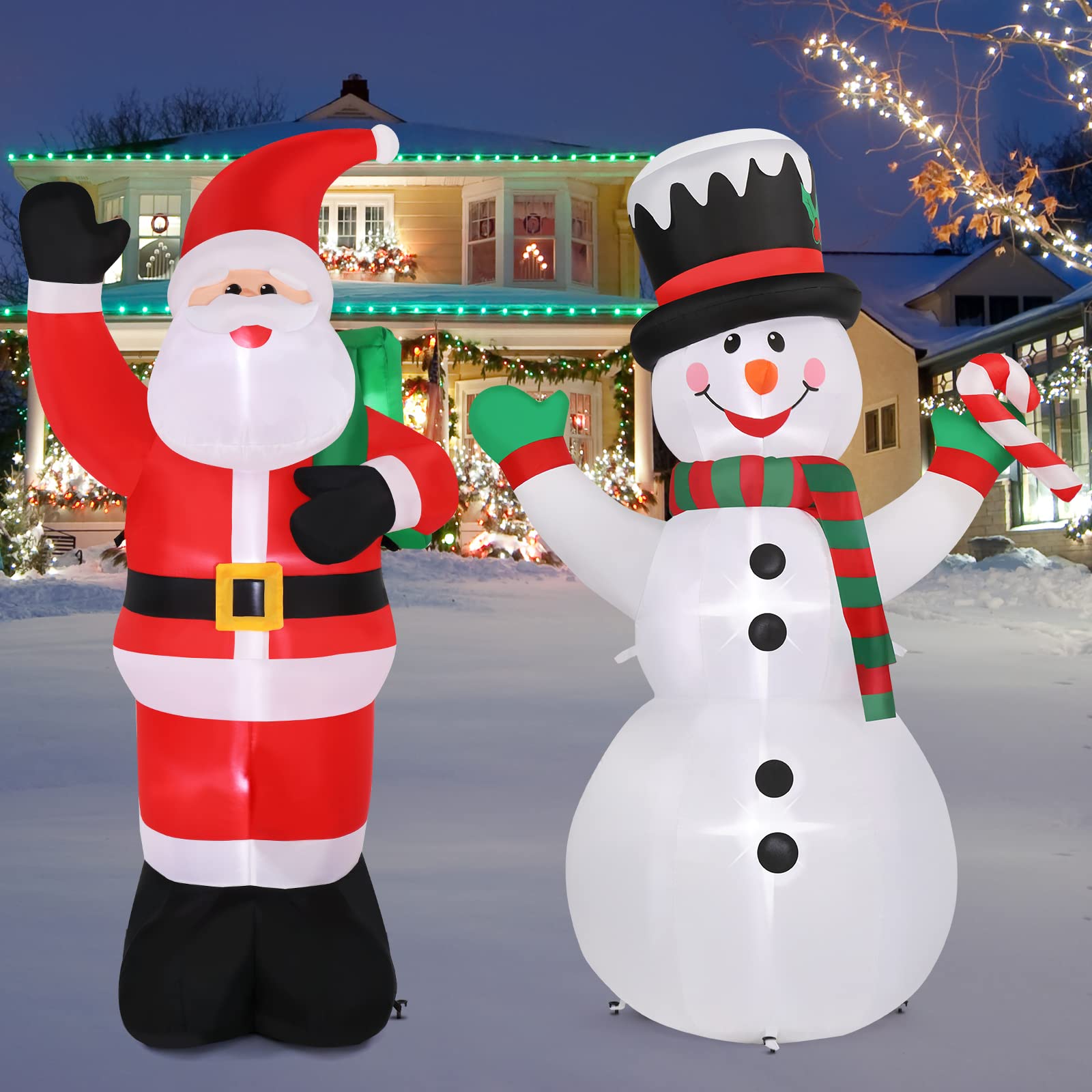 Buy Bonnlo 183cm Large Inflatable Christmas Santa and Snowman Bundle ...