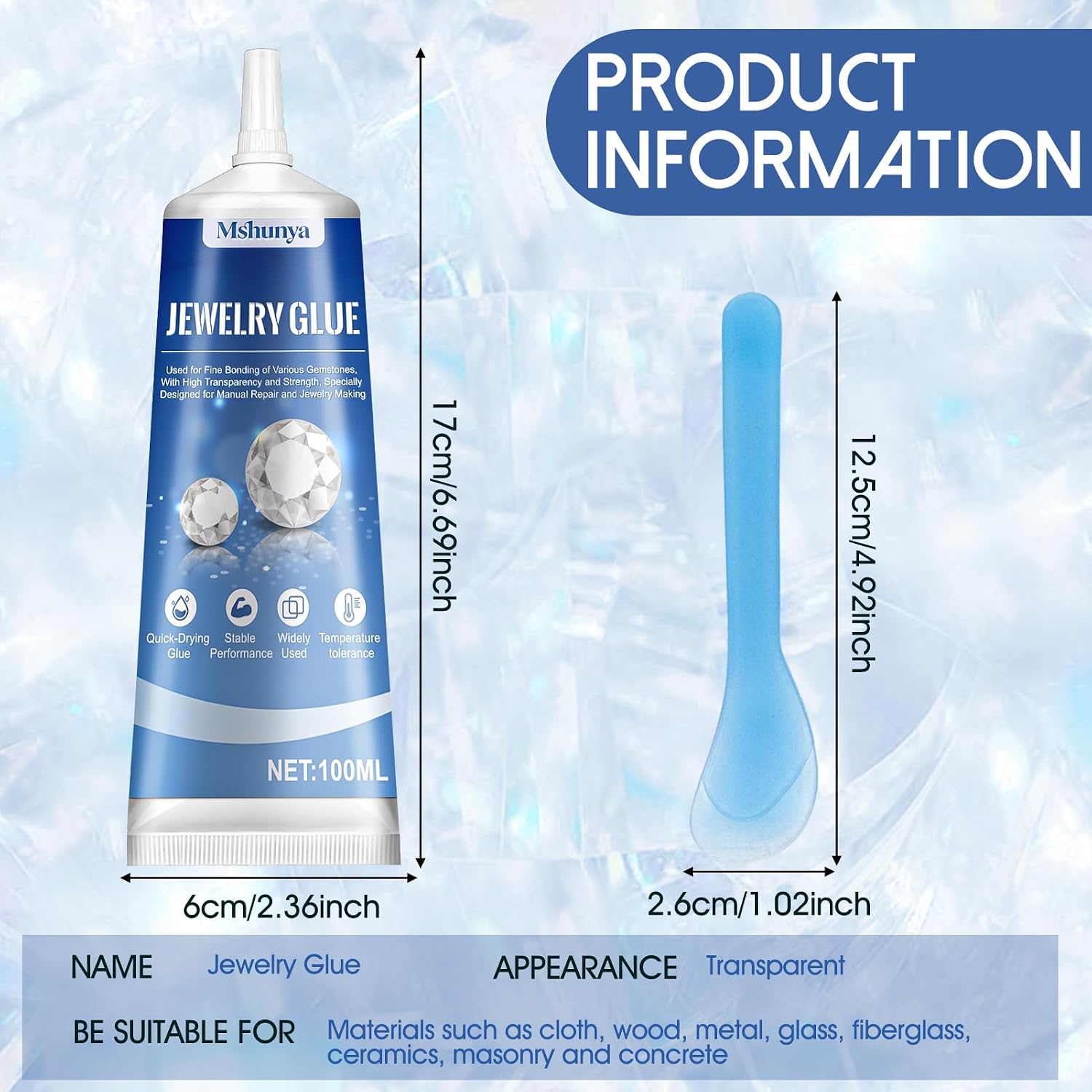Jewelry Glue for Jewelry Making, Jjewlery Glue Quick-Drying and Transparent | Jewelry Glue for Metal and Stone, Strong Waterproof Professional Grade Precise Applicator for Gluing Jewelry and Crafts