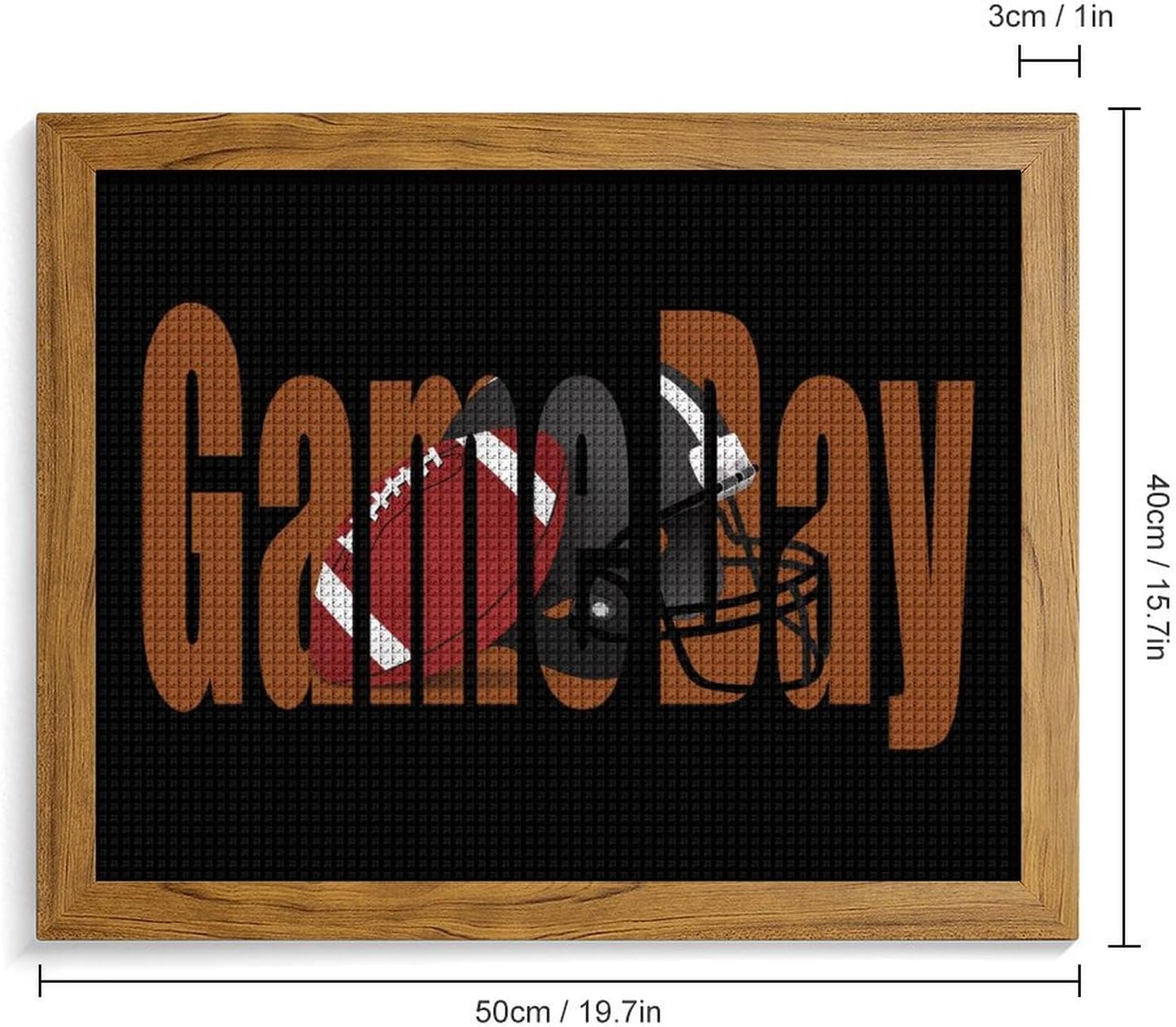 Game Day Football Printed Diamond 5D Painting Kits DIY Full Drill Crafts for Home Wall Decor 16x20 Inch Yellow Wood 50 * 40cm