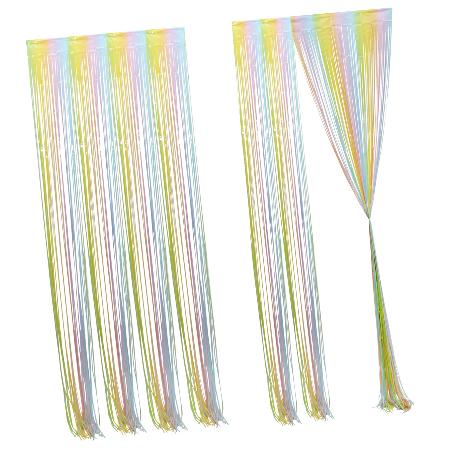 SEWACC 2Pcs Shiny Fringe Curtain Backdrop for Birthday Parties Macaron Gradient Tinsel Decorations for Festive Celebrations Photo Booth Props Decor
