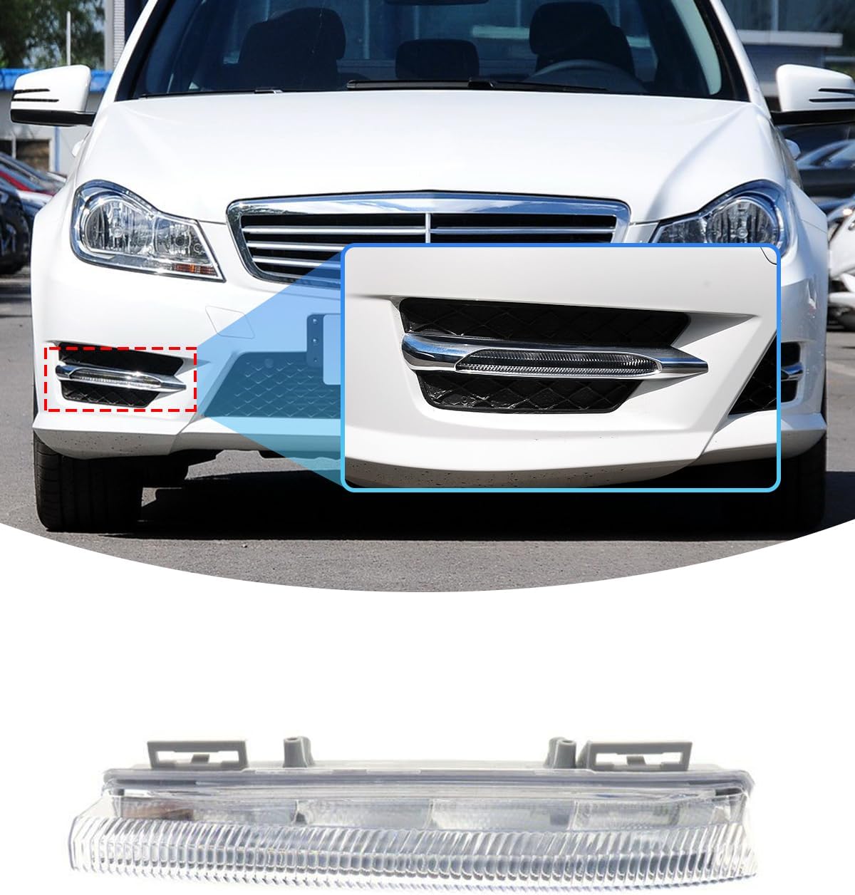 LED Daytime Running Lights DRL Fog Lamp Compatible with Mercedes Benz W204 C-Class 2011-2014, W212 E-Class 2011-2014, W207 E-Coupe 2011-2013 Driving Lights(Right-OE#2049069000)