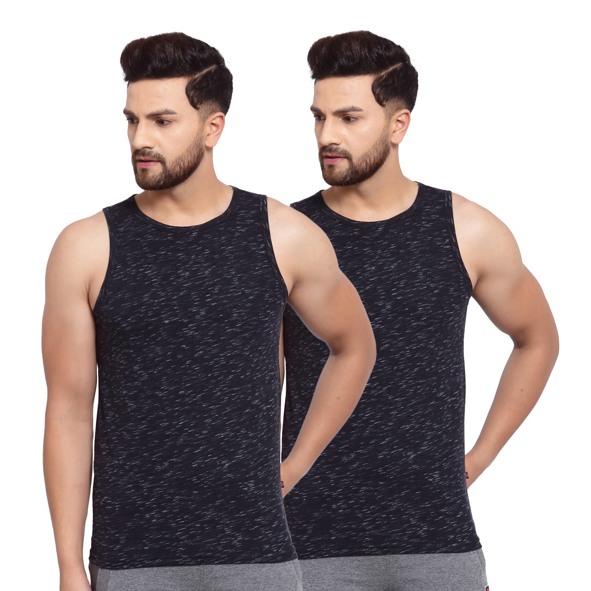 sportoMen's Round Neck Solid Vest, Premium Super Soft Cotton, Ultra Light (Combo Pack)