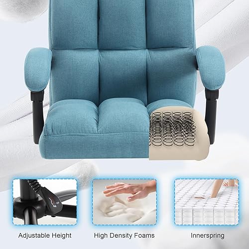 Miniatura 7 de Silla de oficina reclinable con reposapiés, sillas de escritorio reclinables de oficina ejecutiva de tela con soporte lumbar, respaldo alto, silla