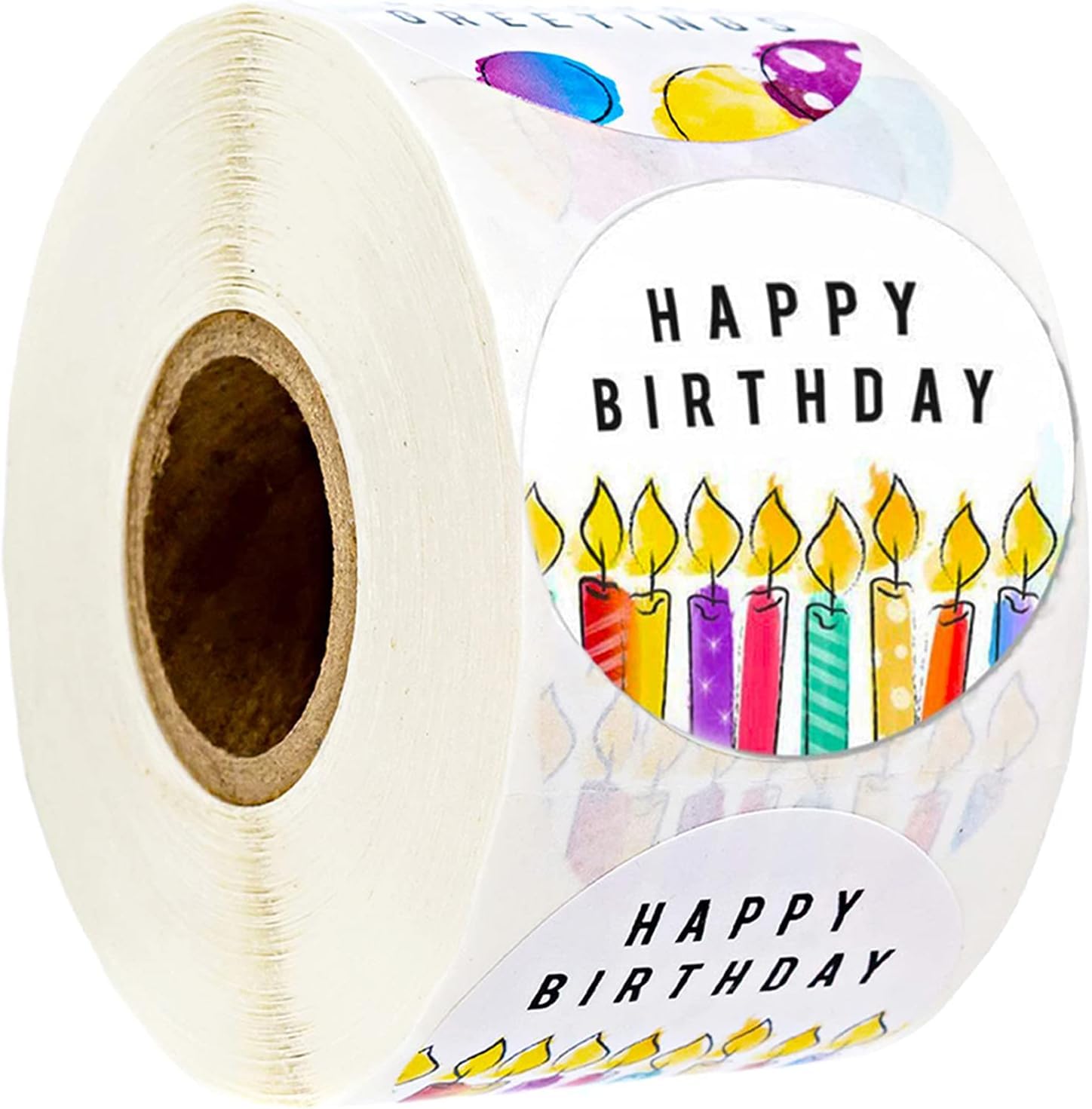 Happy Birthday Stickers, Round Happy Birthday Stickers,Waterproof Self Adhesive Stickers Happy Birthday with 500 pcs Label Rolls (1.5" Round - 500 Labels Per Roll) for Party Decoration Adults