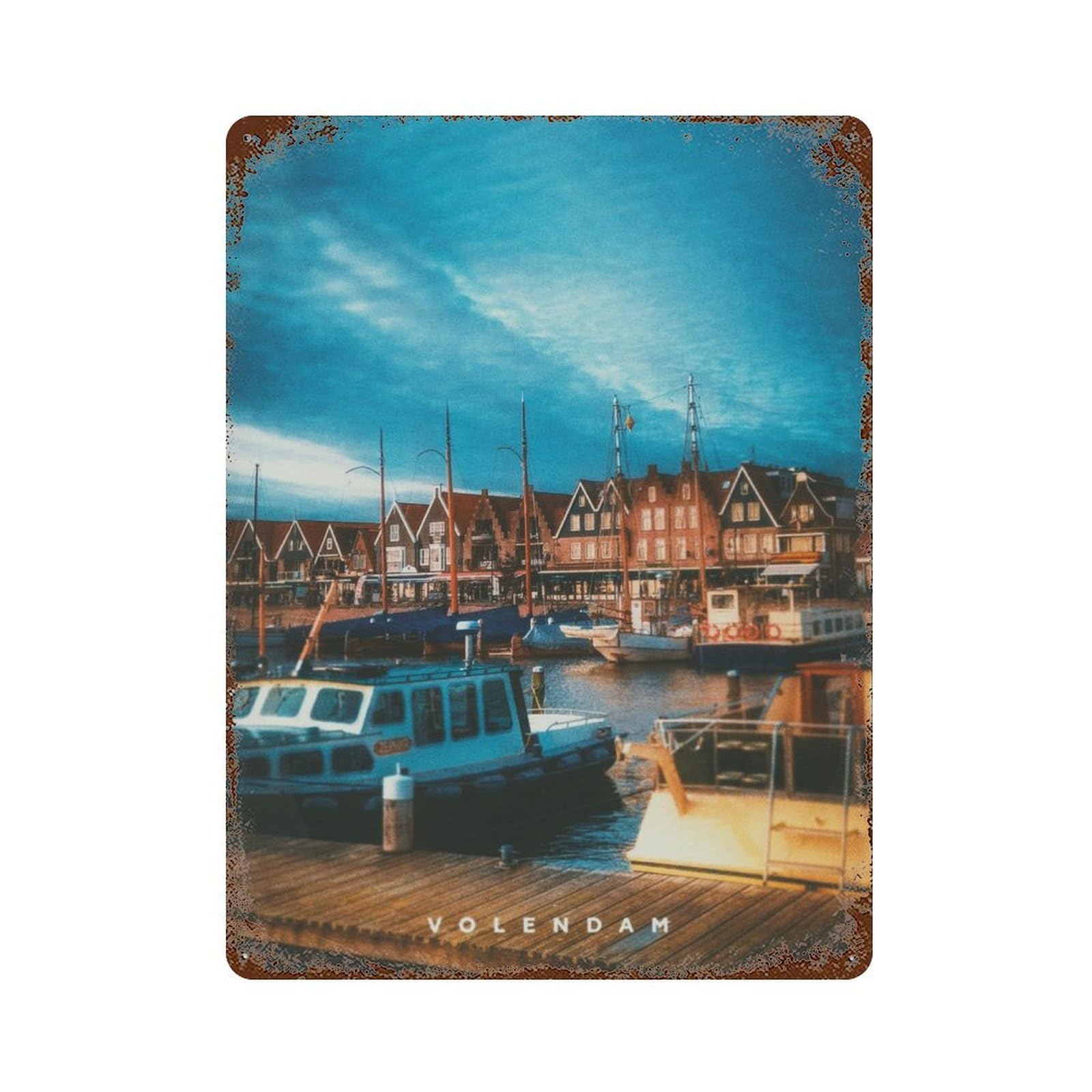 Volendam 15.7"x11.8" Rustic Tin Plaque, Farmhouse Wall Decor for Basement, Hobby Room And Garage Decor