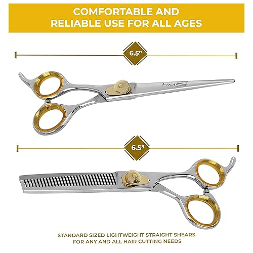 Miniatura 2 de SHARF Gold Touch - Kit de tijeras rectas de 6.5 pulgadas y tijeras de adelgazamiento de 30 dientes 440C, tijeras de peluquería profesionales