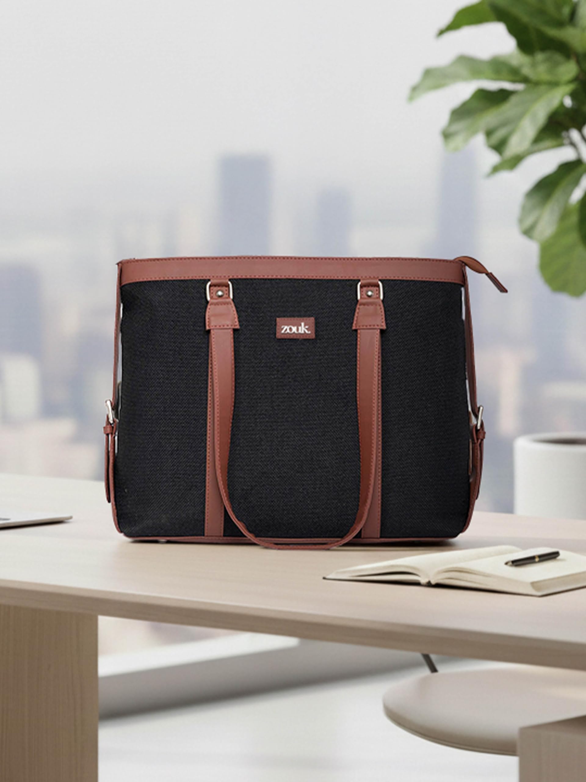 ZOUK Vegan Leather Office Bag - Laptop Tote -2 ZOUK Vegan Leather Office Bag - Laptop Tote -2