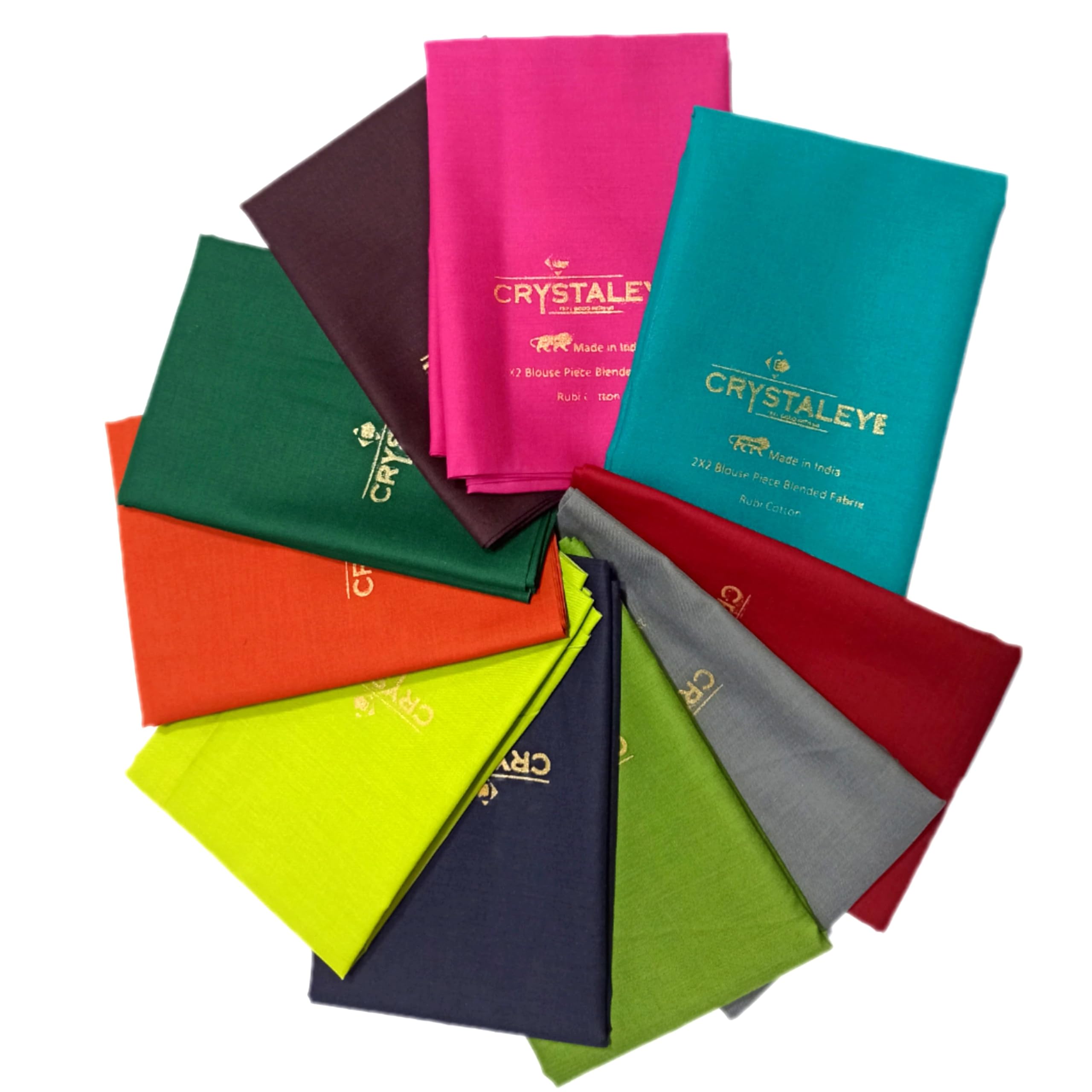 Crystaleye Unstiched Blouse Piece Material Multi-Colors 1 Meter Each - Pack of 10 (Randam Color) (2x2 Rubia Cotton with Zip Pouch)-image-11