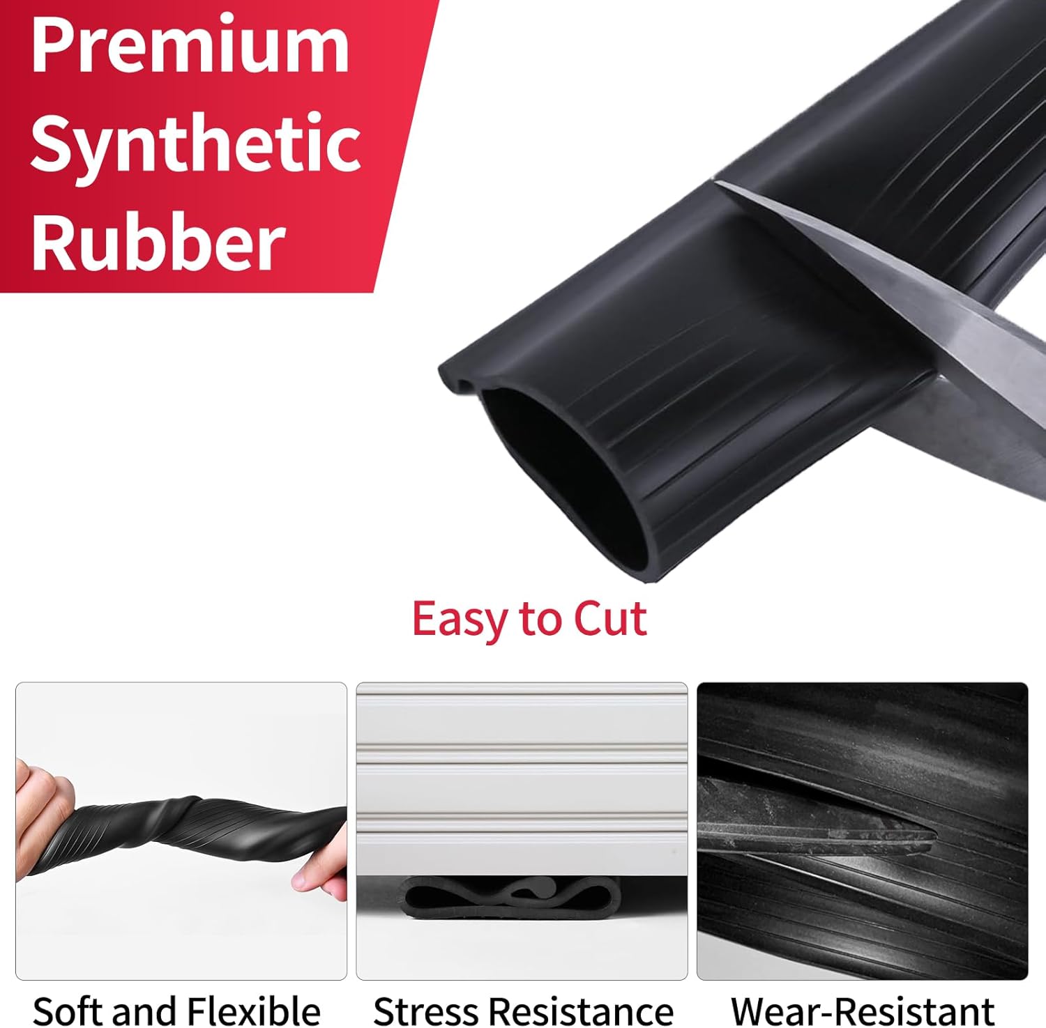 16.5FT 0.18" P-Bulb EPDM Rubber Garage Door Bottom Seal – Weather Stripping for Single-Channel Doors, Black