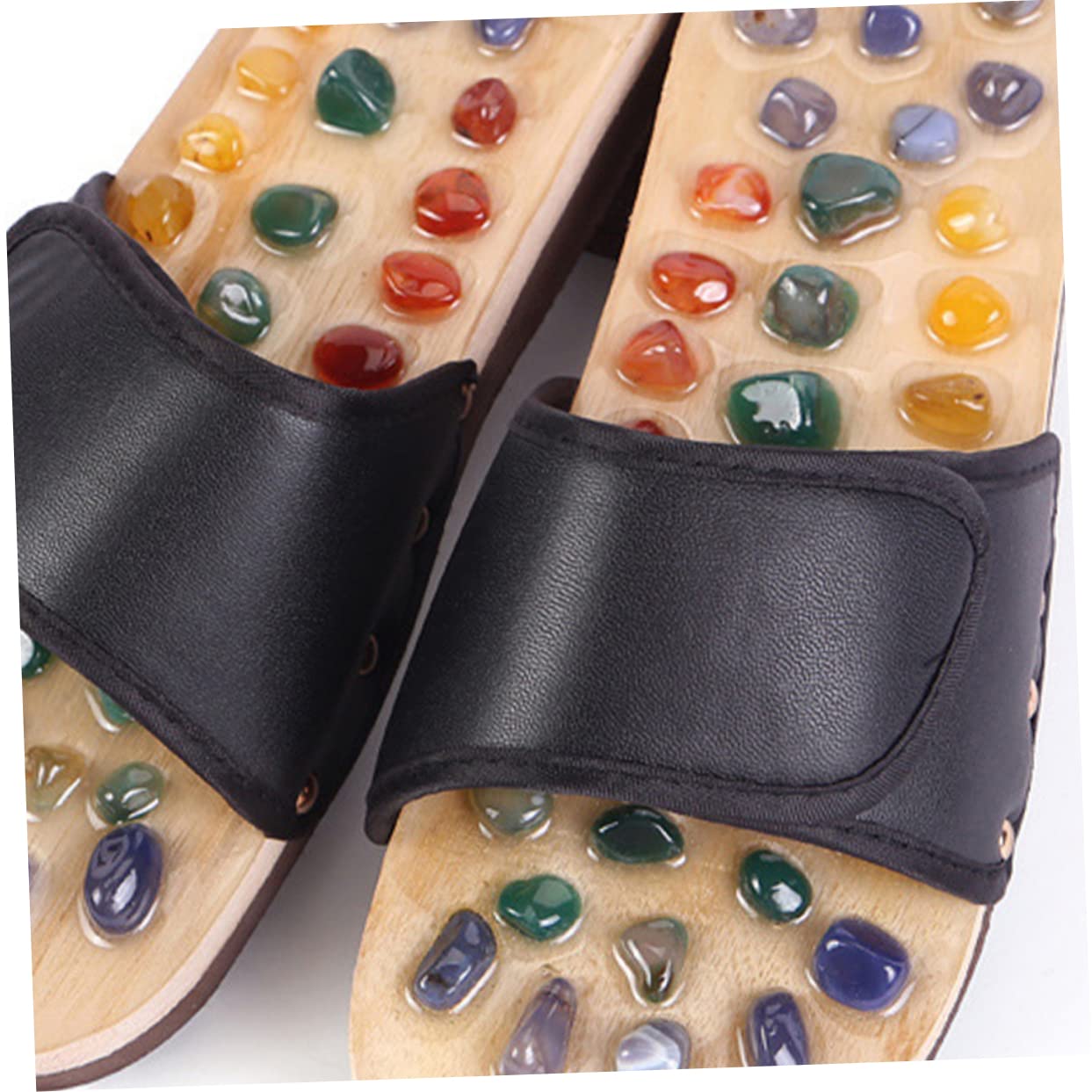 Massagepantoffeln 1 Paar aus Natürlichem Achat, Schwarz 44