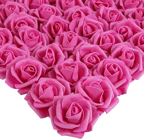INSUNSIX Rosas artificiales, 200 piezas de cabezas de flores de rosas artificiales para manualidades, rosas de espuma de 1.97 pulgadas, cabezas de
