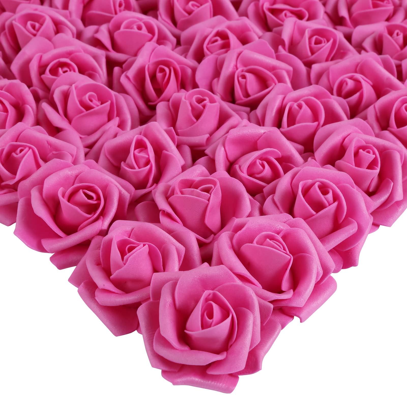 INSUNSIX 200 Pcs Artificial Rose Flower Heads for Crafts, Deep Pink