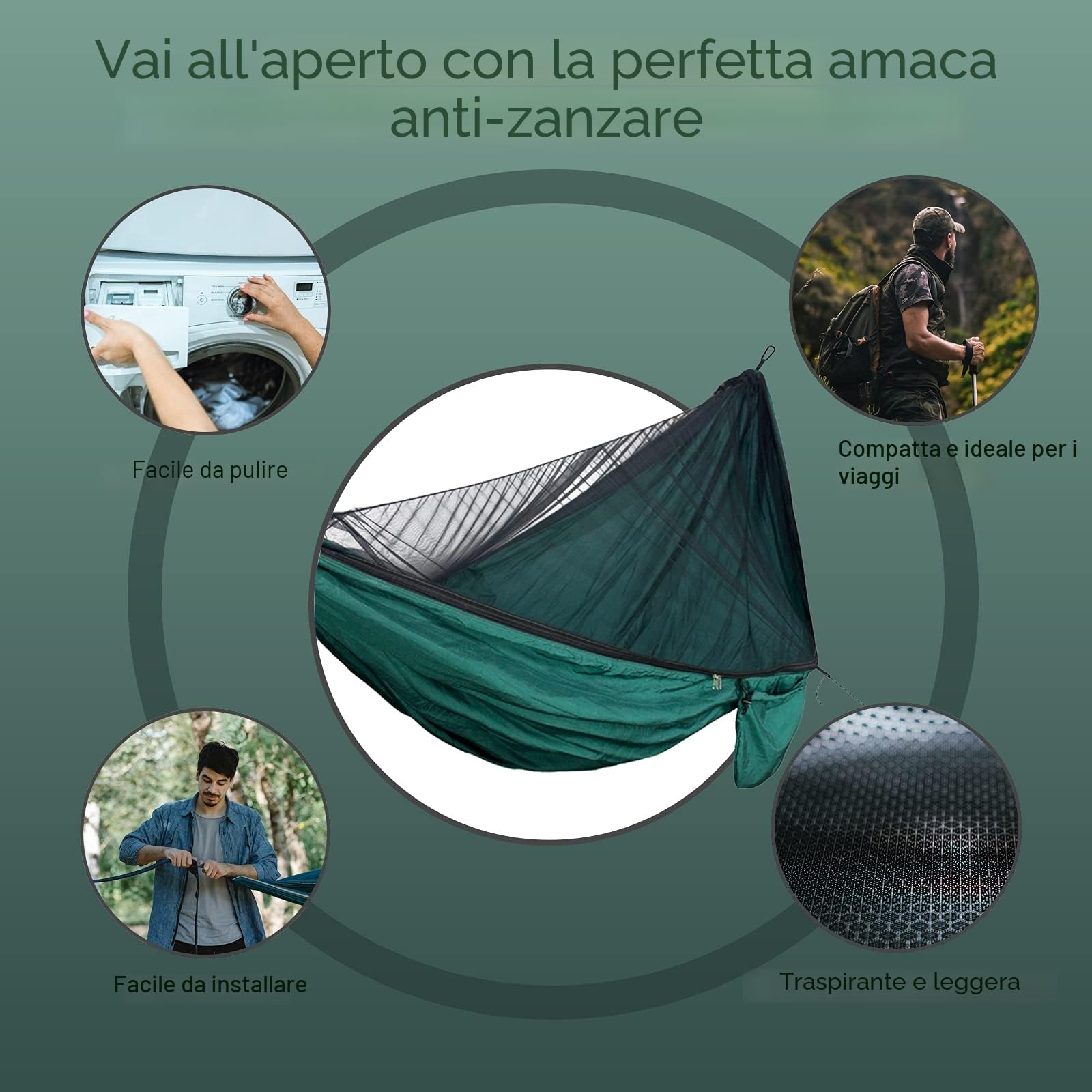 Amaca da Campeggio 300kg Nylon Asciugatura Rapida Outdoor Giardino
