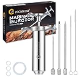 JY COOKMENT Meat Injector Syringe - Flavor Injector with 3 Stainless Steel Professional Needles;2pcs Cleaning Brush for BBQ Grill Smoker 2-oz Large Capacity Barrel