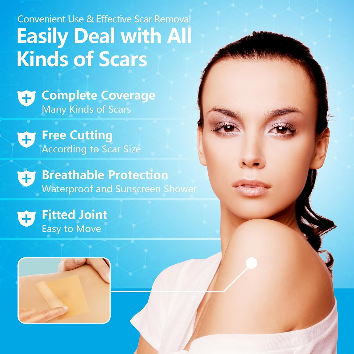 Medical Grade Silicone Scar Sheets (1.6"x60" Roll) with NDC - Breathable & Adjustable Strips for Surgical, C-Section, Burn & Hypertrophic Scars - Image 2