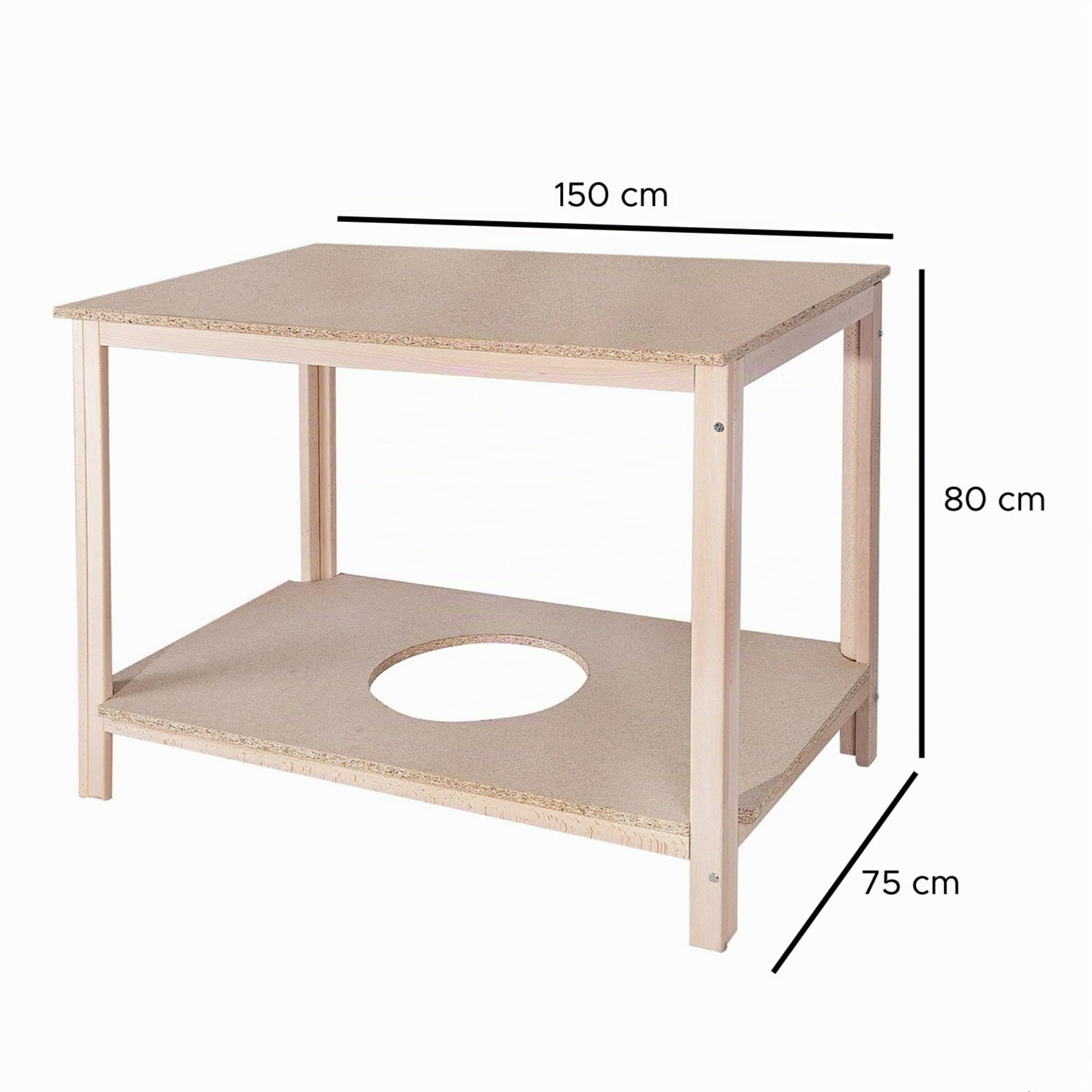 Well Home MOBILIARIO & DECORACIÓN - Mesa Camilla Rectangular SIN Barniz Estructura de Madera 150x80x75