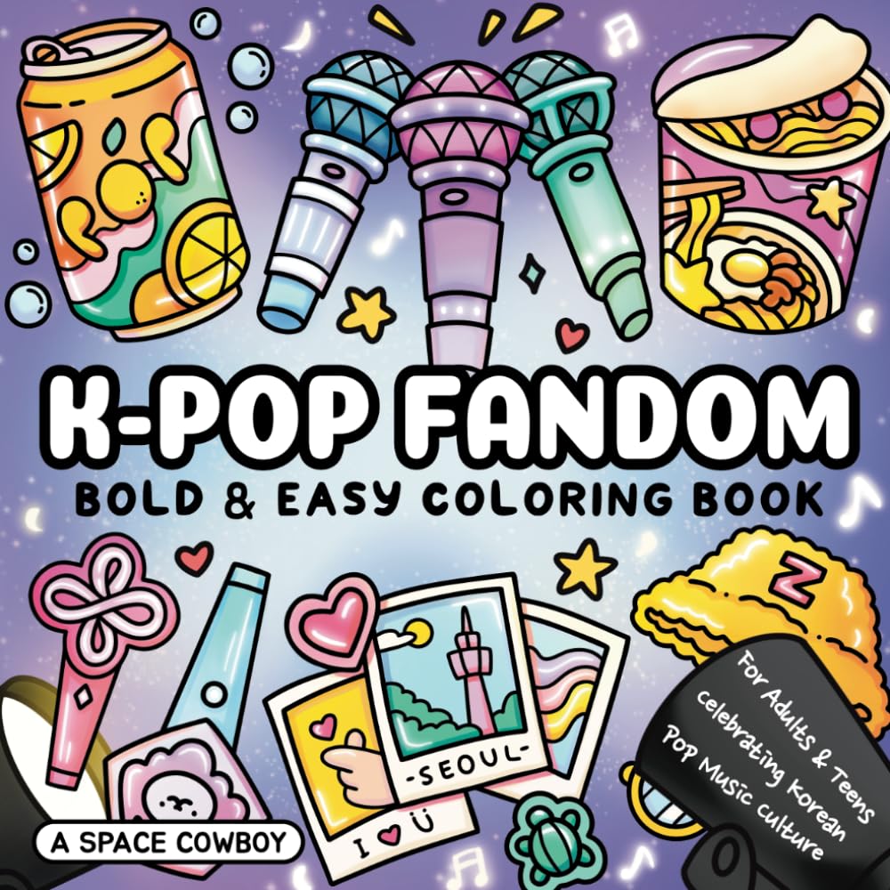 K-Pop Fandom: Bold & Easy Coloring Book for Adults & Teens Celebrating Korean Pop Music Culture