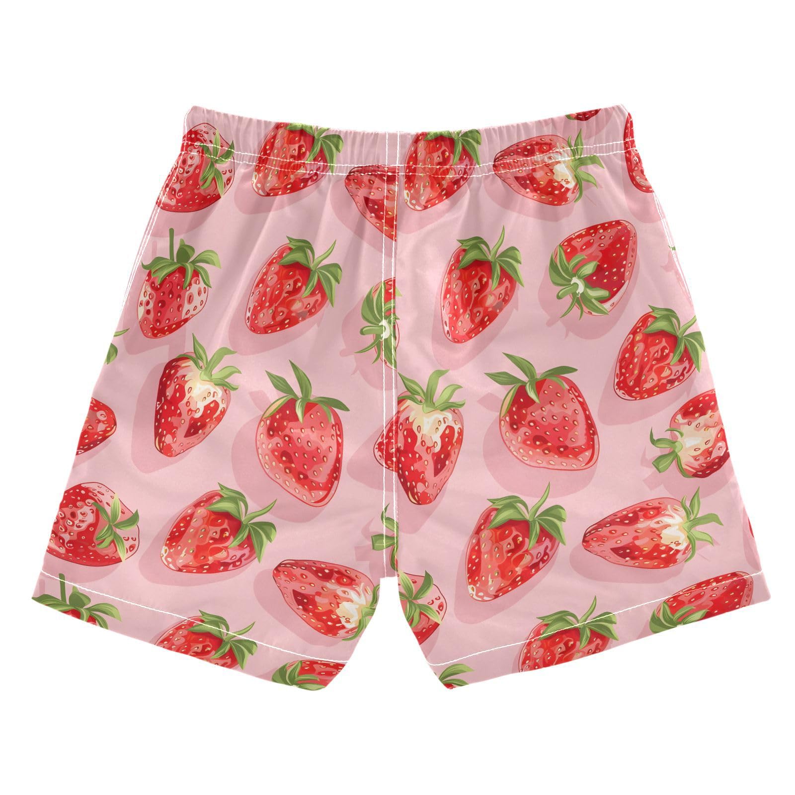 ALAZA Strawberry 3D Boys Quick Dry Beach Board Shorts Kids Swim Trunks Bathing Suit Swimsuit M