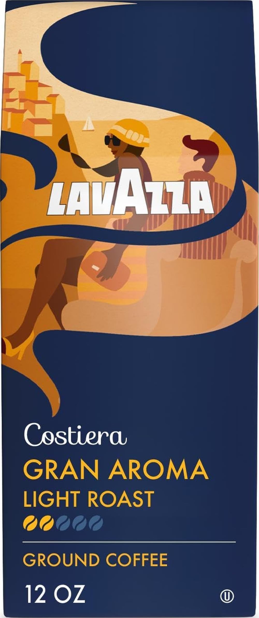 Costiera Gran Aroma Ground Coffee 12oz Bag, Light Roast, Smooth and Aromatic Taste, Intensity 2/5, 100% Arabica, Ideal for Drip Brewers, (Pack of 1) - Package May Vary