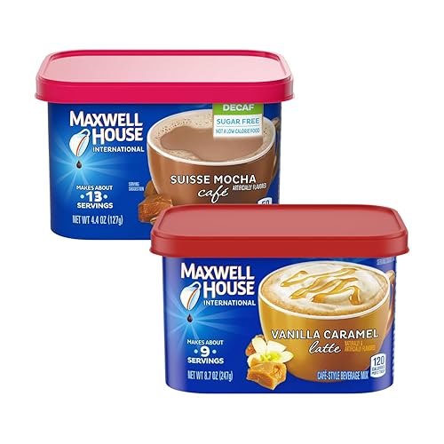Vista 45 de Maxwell House International - Mezcla de café instantáneo de vainilla y caramelo con un estilo de cafetería (recipiente de 8.7 onzas)