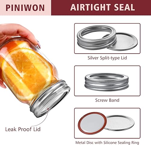 Miniatura 3 de Tarros Mason de 16 onzas con tapas herméticas y bandas, paquete de 15 frascos de boca regular, tarros de vidrio transparente para enlatar, decapado,