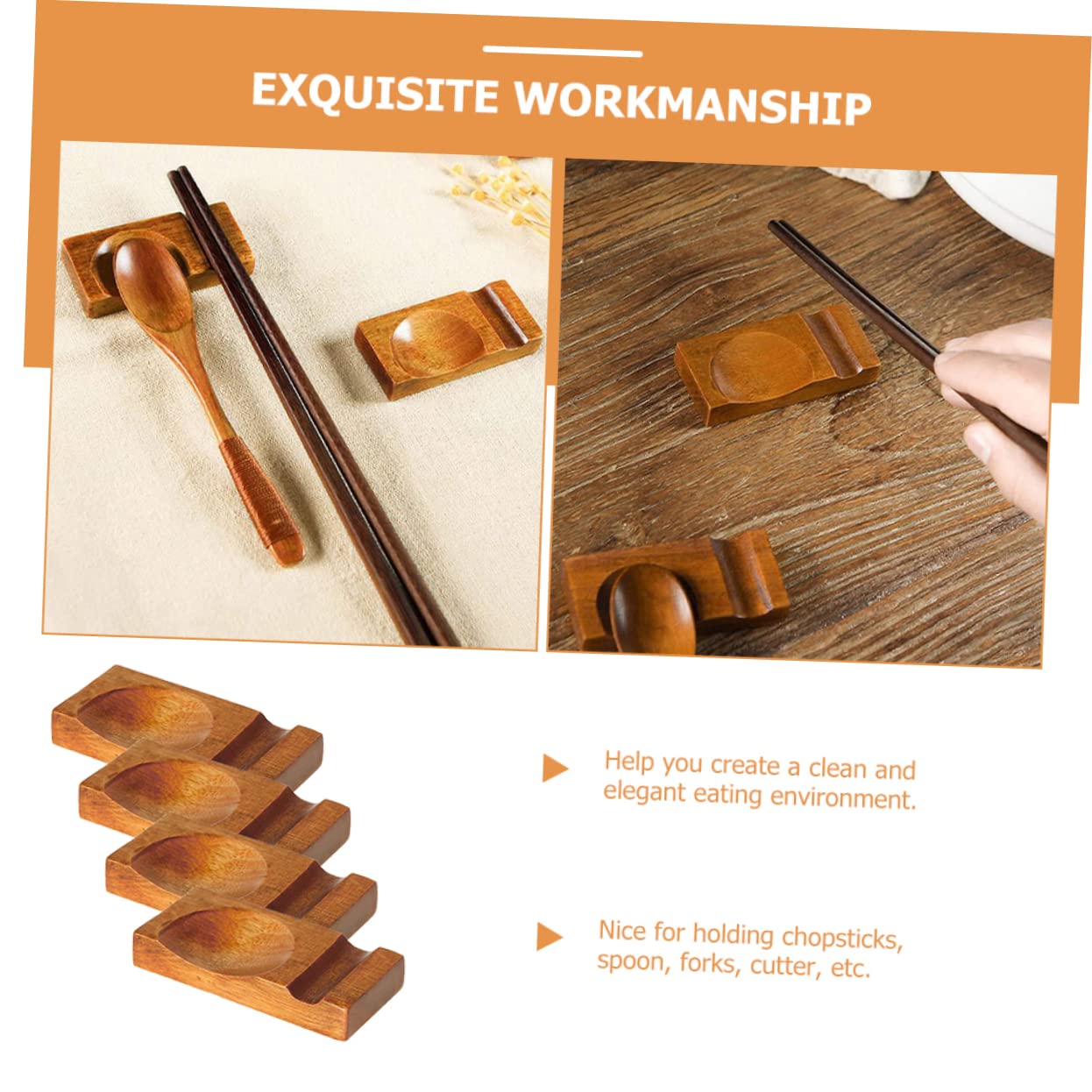 PRETYZOOM 4Pcs Spoon Rest and Chopstick Holder Stylish Kitchen Accessory for Forks and Spoons Chic Tabletop Decor for Home Cafe and Restaurant Rustic and Modern Design