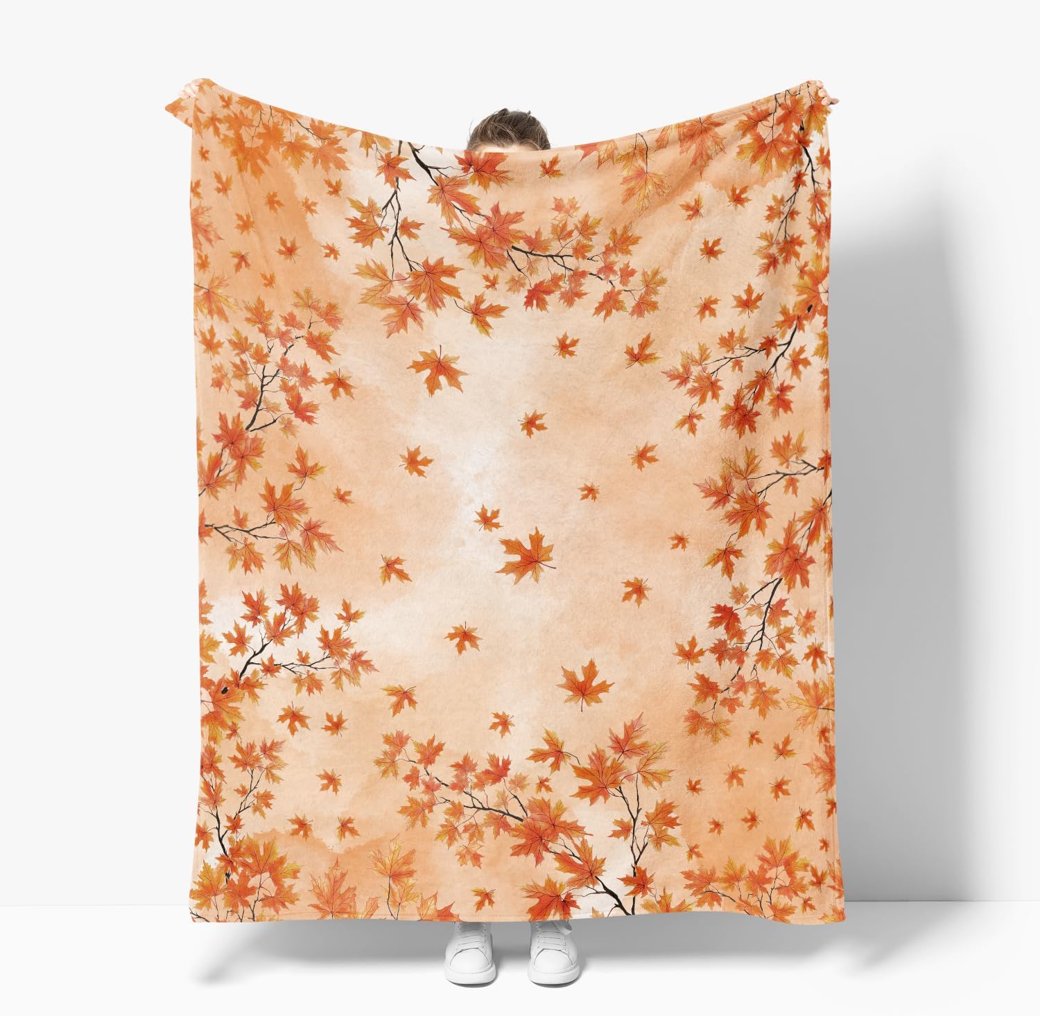 Horaldaily Fall Maple Leaves Flannel Throw Blanket 50x60