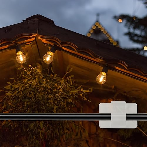 Miniatura 6 de Dazzle Bright Ganchos para clips de luces de cadena para exteriores, 30 clips de cable resistentes, tiras adhesivas impermeables para colgar luz de